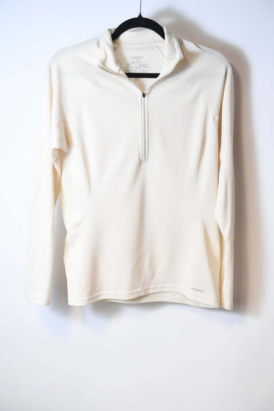 Vintage Patagonia Women's Capilene Baselayer 1/4 Zip Pullover Cream White- READ